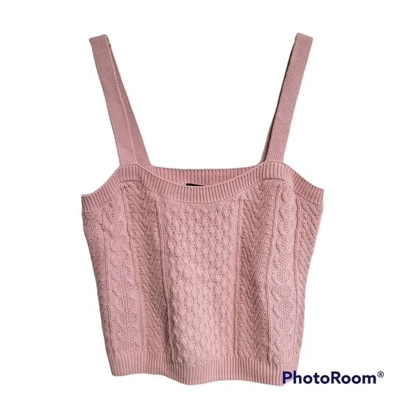 INC Pale Mauve Pink Crochet Sweater Knit Tank Top - Picture 1 of 6